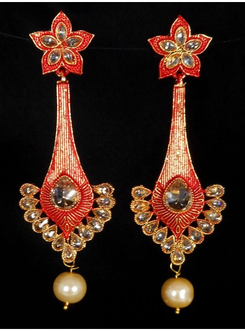 Reverse Ad Earrings With Meenakari Work